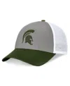 Top Of The World Men's Gray/green Michigan State Spartans Oht Military Appreciation Badge Trucker Adjustable Hat
