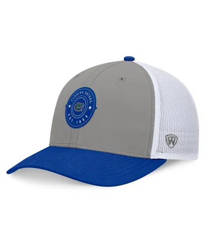 Top Of The World Men's Gray/royal Florida Gators Rob Trucker Adjustable Hat In Gray,royal
