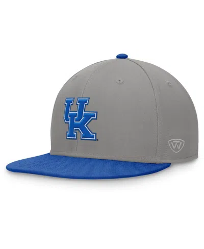 Top Of The World Men's Gray/royal Kentucky Wildcats Rally Two-tone Fitted Hat In Gray,royal