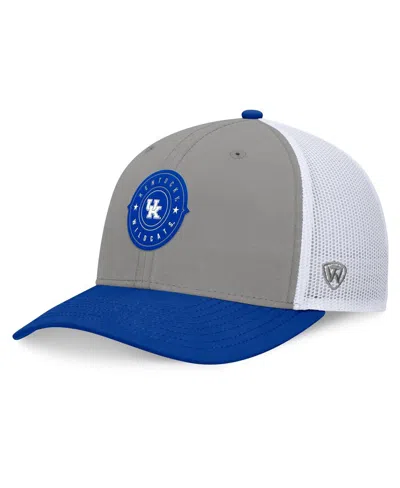 TOP OF THE WORLD MEN'S GRAY/ROYAL KENTUCKY WILDCATS ROB TRUCKER ADJUSTABLE HAT