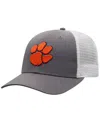 Top Of The World Men's Gray/white Clemson Tigers Victory Baseline Trucker Adjustable Hat In Gray,white