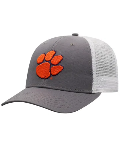 Top Of The World Men's Gray/white Clemson Tigers Victory Baseline Trucker Adjustable Hat In Gray,white