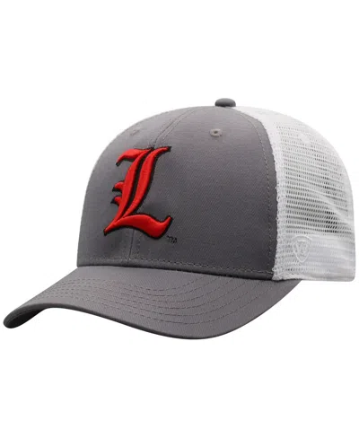 Top Of The World Men's Gray/white Louisville Cardinals Victory Baseline Trucker Adjustable Hat In Gray,white