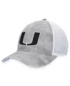 Top Of The World Men's Gray/white Miami Hurricanes Slate Trucker Adjustable Hat In Gray,white