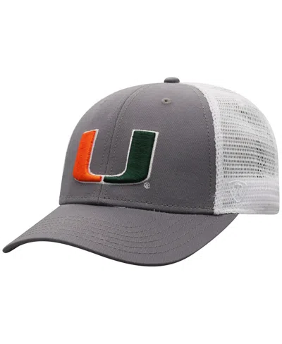 Top Of The World Men's Gray/white Miami Hurricanes Victory Baseline Trucker Adjustable Hat In Gray,white