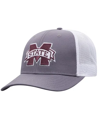 Top Of The World Men's Gray/white Mississippi State Bulldogs Victory Baseline Trucker Adjustable Hat
