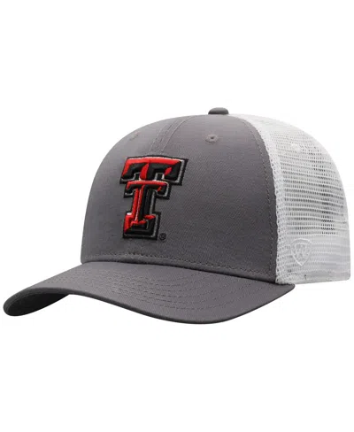 Top Of The World Men's Gray/white Texas Tech Red Raiders Victory Baseline Trucker Adjustable Hat In Gray,white