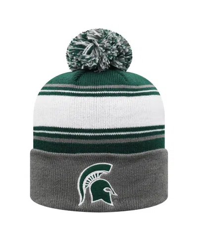 Top Of The World Men's Green Michigan State Spartans Ambient Cuffed With Pom Knit Hat In Multi