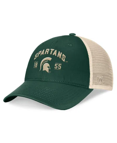 Top Of The World Men's Green Michigan State Spartans Heritage Waylon Trucker Adjustable Hat In Green,natural