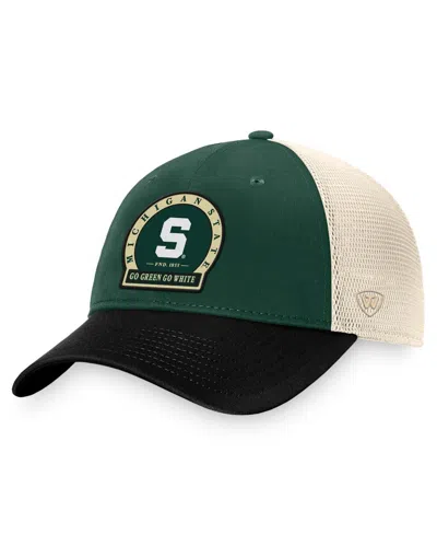 Top Of The World Men's Green Michigan State Spartans Refined Trucker Adjustable Hat In Green,black