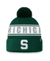 Top Of The World Men's Green Michigan State Spartans Slash Cuffed With Pom Knit Hat In Green