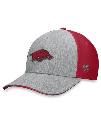 Top Of The World Men's Heather Gray/cardinal Arkansas Razorbacks Merge Flex Hat