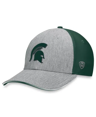 Top Of The World Men's Heather Gray/green Michigan State Spartans Merge Flex Hat