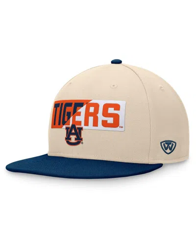 Top Of The World Men's Khaki Auburn Tigers Goalaso Snapback Hat In Khaki,navy