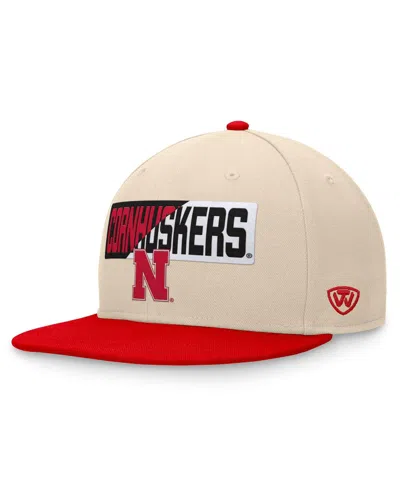 Top Of The World Men's Khaki Nebraska Huskers Goalaso Snapback Hat In Khaki,red