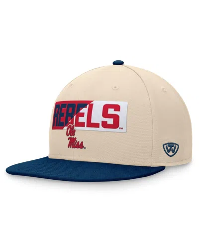 Top Of The World Men's Khaki Ole Miss Rebels Goalaso Snapback Hat In Khaki,navy