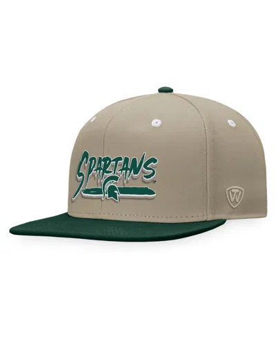 Top Of The World Men's Khaki/green Michigan State Spartans Land Snapback Hat In Khaki,forest Green