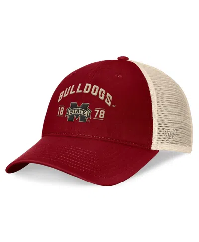 Top Of The World Men's Maroon Mississippi State Bulldogs Heritage Waylon Trucker Adjustable Hat In Maroon,natural