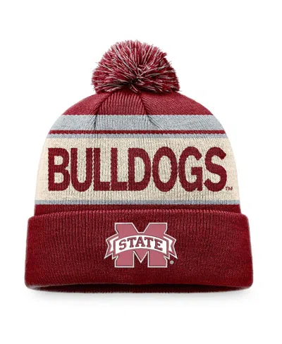 Top Of The World Men's Maroon Mississippi State Bulldogs Prime Cuffed With Pom Knit Hat