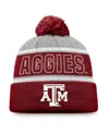 Top Of The World Men's Maroon Texas A&m Aggies Two-tone Cuffed Pom With Knit Hat In Red