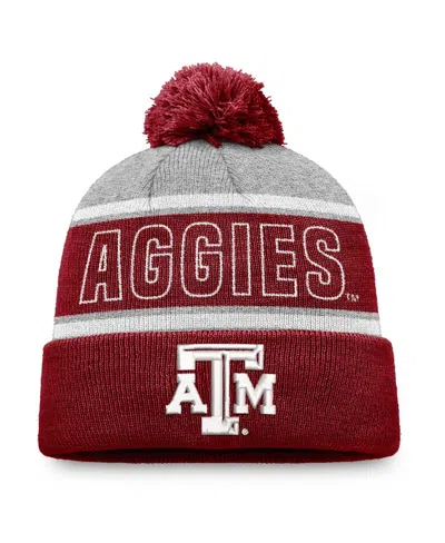 Top Of The World Men's Maroon Texas A&m Aggies Two-tone Cuffed Pom With Knit Hat In Red