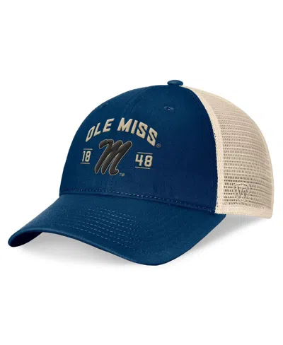 Top Of The World Men's Navy Ole Miss Rebels Heritage Waylon Trucker Adjustable Hat In Navy,natural