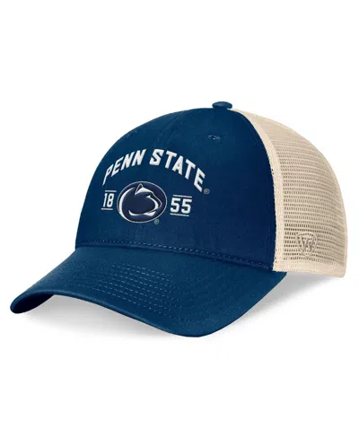 Top Of The World Men's Navy Penn State Nittany Lions Heritage Waylon Trucker Adjustable Hat In Navy,natural