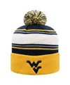 Top Of The World Men's Navy West Virginia Mountaineers Ambient Cuffed With Pom Knit Hat In Multi