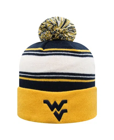 Top Of The World Men's Navy West Virginia Mountaineers Ambient Cuffed With Pom Knit Hat In Multi