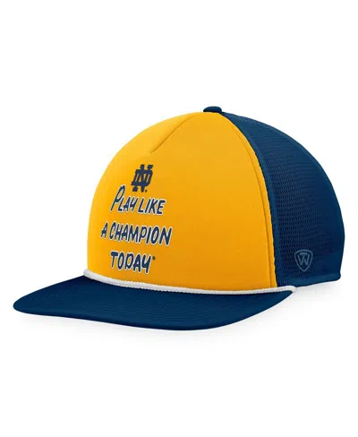 Top Of The World Men's Navy/gold Notre Dame Fighting Irish Play Like A Champion Today Foam Trucker Adjustable Hat In Yellow