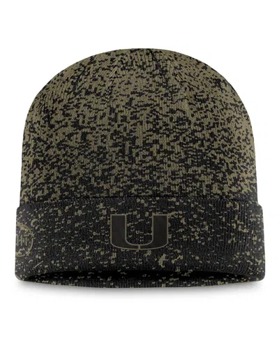 Top Of The World Men's Olive/black Miami Hurricanes Cuffed Knit Two-tone Hat In Olive,black