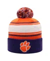 Top Of The World Men's Orange Clemson Tigers Ambient Cuffed With Pom Knit Hat In Orange