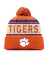 Top Of The World Men's Orange Clemson Tigers Prime Cuffed With Pom Knit Hat In Orange,cream