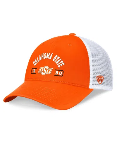 Top Of The World Men's Orange/white Oklahoma State Cowboys Free Kick Trucker Adjustable Hat In Orange,white