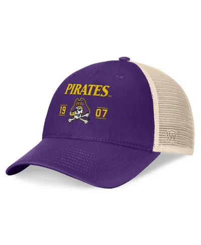 Top Of The World Men's Purple Ecu Pirates Heritage Waylon Trucker Adjustable Hat In Purple,natural