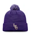 Top Of The World Men's Purple Lsu Tigers Team Logo Cuffed Knit Pom With Hat In Purple