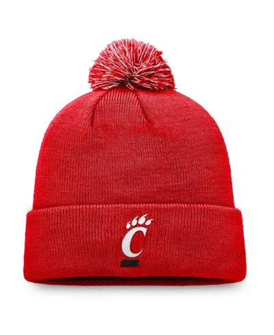Top Of The World Men's Red Cincinnati Bearcats Team Logo Cuffed With Pom Knit Hat