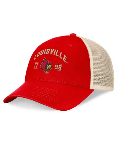 Top Of The World Men's Red Louisville Cardinals Heritage Waylon Trucker Adjustable Hat In Red,natural