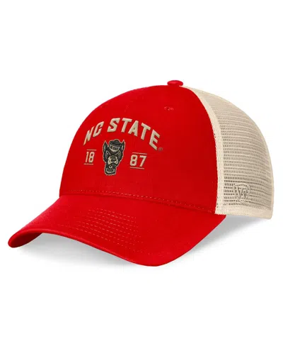 Top Of The World Men's Red Nc State Wolfpack Heritage Waylon Trucker Adjustable Hat In Red,natural