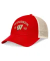 Top Of The World Men's Red Wisconsin Badgers Heritage Waylon Trucker Adjustable Hat In Red,natural