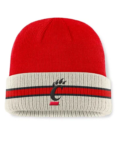 Top Of The World Men's Red/cream Cincinnati Bearcats Silas Cuffed Knit Hat In Red,cream