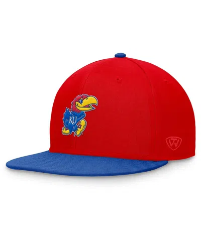 Top Of The World Men's Red/royal Kansas Jayhawks Rally Two-tone Fitted Hat In Red,royal