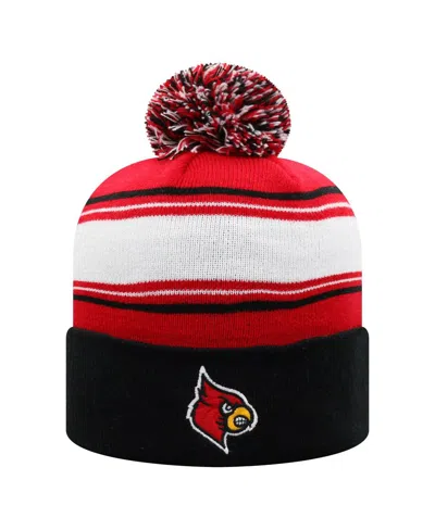 Top Of The World Men's Red/white Louisville Cardinals Ambient Cuffed With Pom Knit Hat