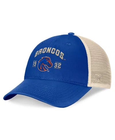 Top Of The World Men's Royal Boise State Broncos Heritage Waylon Trucker Adjustable Hat In Royal,natural