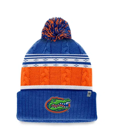 Top Of The World Men's Royal Florida Gators Altitude Three-tone Cuffed With Pom Knit Hat In Blue