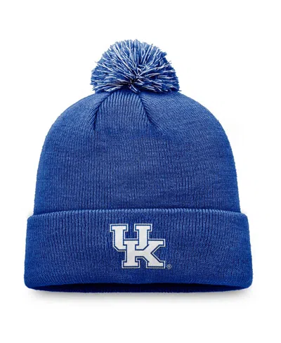 Top Of The World Men's Royal Kentucky Wildcats Team Logo Cuffed Knit Pom With Hat In Blue