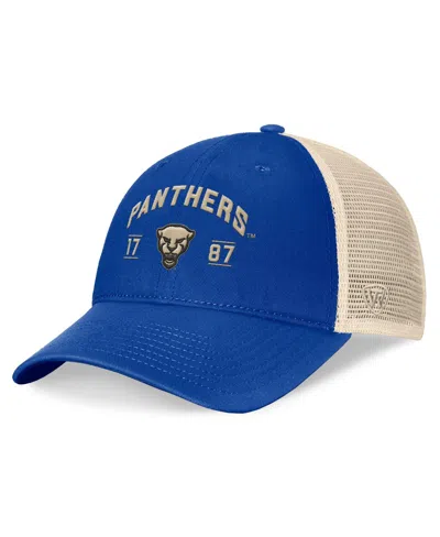Top Of The World Men's Royal Pitt Panthers Heritage Waylon Trucker Adjustable Hat In Royal,natural