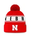 Top Of The World Men's Scarlet Nebraska Huskers Slash Cuffed Knit Hat With Pom In Scarlet