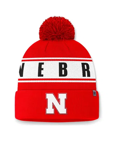 Top Of The World Men's Scarlet Nebraska Huskers Slash Cuffed Knit Hat With Pom