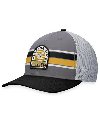 Top Of The World Men's  Black, Gray Alabama State Hornets Aurora Trucker Adjustable Hat In Black,gray